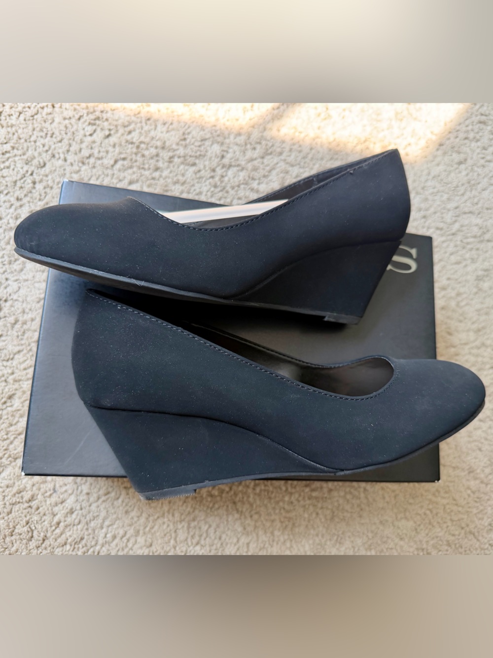 Classic Black Suede Wedge Pumps - Comfortable Everyday Style